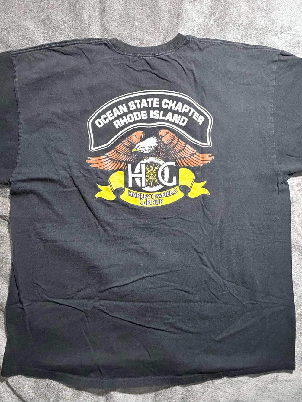 Vintage 1990s Harley-Davidson HOG Eagle Tee — Faded Black Hanes 2XL